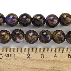 Fili di perline in pietra sintetica oro&nbsp;G-P549-A01-02E