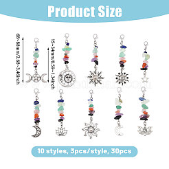 30 pendentif décoratif en alliage de 3 styles&nbsp;HJEW-CA00049