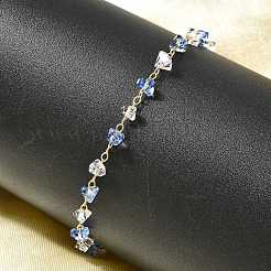 Gliederkettenarmbänder aus Messing und Glas für Damen&nbsp;BJEW-F517-01G