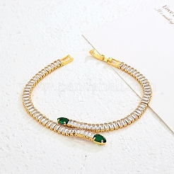 Braccialetti a catena con maglie in ottone e zirconi cubici a forma di serpente&nbsp;UA5889-3