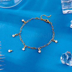 6 pz. 925 ciondoli rotondi piatti in argento sterling con zirconi cubici trasparenti&nbsp;STER-PH0004-46G