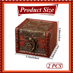 Quadratische Aufbewahrungsboxen für Schmucksets aus Holz im Retro-Stil mit Verschlüssen&nbsp;CON-CL0001-13A