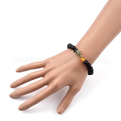 Herren natürliche Howlite & Lava Rock Stretch Perlen Armbänder Sets&nbsp;BJEW-JB05429