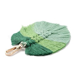 Décorations de pendentif de feuille de fil de coton macramé tressé à la main&nbsp;GLAA-K060-08KCG-03
