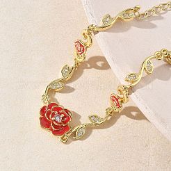 Bracciali a catena con micro pavé di zirconi cubici trasparenti in ottone per donna&nbsp;BJEW-C156-05G