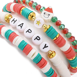 4 Stück 4 Stil Fimo Heishi Surfer Stretch Armbänder Set&nbsp;X1-BJEW-TA00261