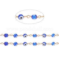 Chaînes de perles rondes faites à la main de 3.28 pied mauvais œil&nbsp;X-CHC-G009-B-G05