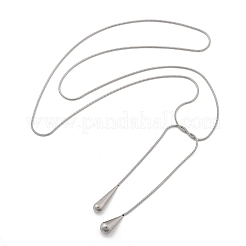 Collane a laccio con catena a serpente in acciaio inossidabile 304 con estremità a goccia&nbsp;NJEW-D300-02P