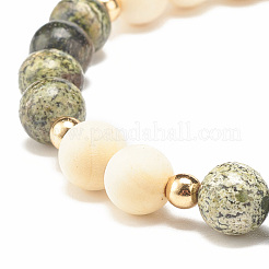 2 Uds. Juego de 2 pulseras elásticas de vidrio con piedra de coco&nbsp;BJEW-JB07832