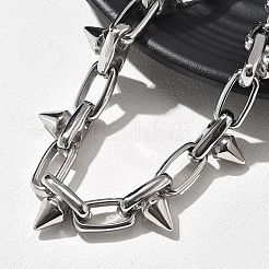 Collares de cadena de eslabones de acero inoxidable 304 para mujeres y hombres.&nbsp;NJEW-A043-02P
