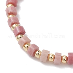 7 bracciale elastico con perline di ottone e pietre preziose miste naturali e sintetiche per donna&nbsp;BJEW-JB13334