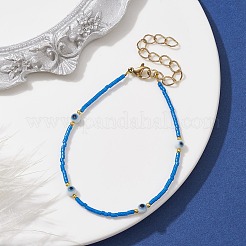 Bracelet en perles de verre et lampwork contre le mauvais œil avec fermoirs en acier inoxydable 304 plaqué or 18 carat&nbsp;BJEW-JB09998-01