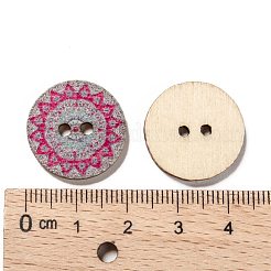 Boutons en bois imprimé avec 2 trou&nbsp;BUTT-ZX004-01A-M