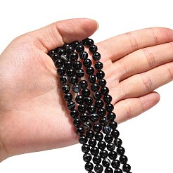 Natürliche schwarze Achat Perlen Stränge&nbsp;X-G-G391-6mm-01