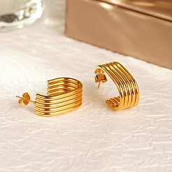 Boucles d'oreilles à tige multicouches en acier inoxydable 304 élégantes en forme de C&nbsp;RT9970