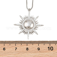 Colliers à pendentif soleil en laiton serti de micro-pavés de zirconiums cubiques transparents&nbsp;KK-CBA4547-05P