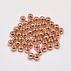 Perles d'espacement rondes en laiton plaquées sur crémaillère&nbsp;KK-I601-3mm-RG-RS