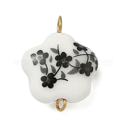 4 Stück 4 Farben handgefertigte bedruckte Porzellan-Blumenverbinder-Charms&nbsp;PALLOY-JF04405-01