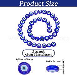 2 Strang handgemachte Böse Augen Bunte Malerei Perlenstränge&nbsp;LAMP-PA0001-49