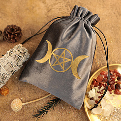 Rechteckige Tarot-Aufbewahrungsbeutel aus Samt mit Goldprägung und Kordelzug zur Wahrsagung&nbsp;ABAG-WH20001-25D