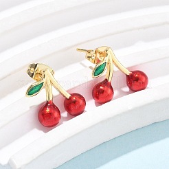 Boucles d'oreille en laiton émaillé&nbsp;EJEW-Q017-01B-G