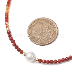3.5 mm facettierte runde Halsketten aus natürlichem Edelstein und Muschelkernperlen mit Chakra-Perlen für Damen&nbsp;NJEW-JN05149