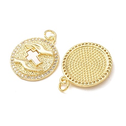 Pendenti in zirconi cubici trasparenti in micro pavè di ottone&nbsp;KK-CBADE12-02C-G