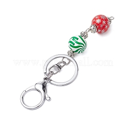 Porte-clés en perles rondes en bois naturel teinté&nbsp;KEYC-JKC00931