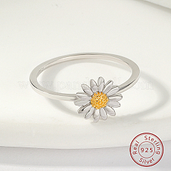 Bague en argent sterling plaquée rhodium anti-ternissement avec motif marguerite pour femme&nbsp;KN3229-3