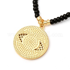 Collar con colgante de circonio cúbico micro pavé de latón mal de ojo plano y redondo&nbsp;NJEW-JN03692-01