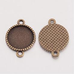 Le impostazioni del connettore cabochon tondo piatto in lega di stile tibetano&nbsp;TIBE-Q038-001C-AB-NR