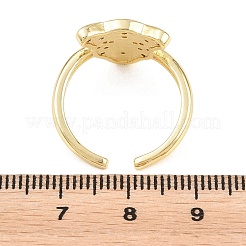 Offene Manschettenringe aus Messing mit Mikropavé und Zirkonia für Damen&nbsp;RJEW-K264-15G