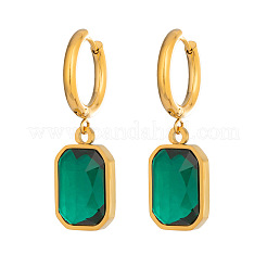 Boucles d'oreilles pendantes créoles en acier inoxydable 304 et zircon cubique pour femmes&nbsp;ZA4300