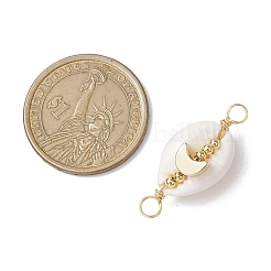 Breloques de connecteur en forme de coquillage enveloppées de fil de cuivre en coquillage cauri naturel&nbsp;PALLOY-JF02939-01