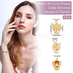 5pcs pendentifs en laiton micro pavé de zircone cubique placage en rack&nbsp;ZIRC-BBC0001-35