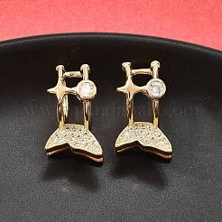 Messing Micro Pave klare Zirkonia Manschette Ohrringe&nbsp;EJEW-F370-24G