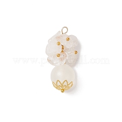 3 pièce 3 styles de pendentifs ronds en verre de quartz cerise et améthyste naturelle et quartz rose et sélénite et cristal de quartz&nbsp;PALLOY-JF04288