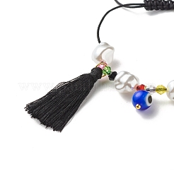 Bracciale con perline intrecciate in turchese sintetico (tinto) e plastica e lampadario per ragazze e donne&nbsp;BJEW-JB06952