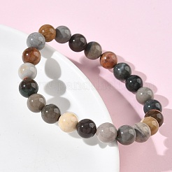 Bracelets extensibles en perles rondes d'agate alashan naturelle pour femmes&nbsp;BJEW-Z158-03M-03