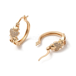 Orecchini a cerchio in ottone con zirconi da donna&nbsp;EJEW-M238-10KCG
