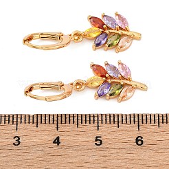 Orecchini a leva in argento con zirconi cubici a micro pavé di ottone&nbsp;EJEW-K300-25G