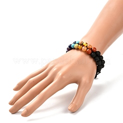 Armband mit geflochtenen Perlen aus natürlichem Lavagestein und gemischten Edelsteinen&nbsp;BJEW-JB06961-01