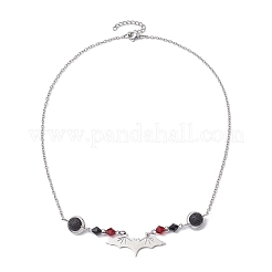 201 Halsketten mit Fledermaus-Anhänger aus Edelstahl&nbsp;NJEW-TA00155