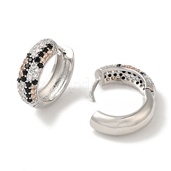 Pendientes de aro de latón chapado en cremallera con micropavé de circonitas cúbicas&nbsp;EJEW-B062-30P-01