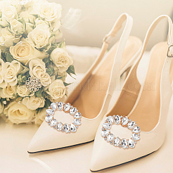 4 stücke 2 farben zink-legierung kristall strass schuh dekoration&nbsp;FIND-GO0002-30