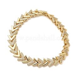 V-förmige Messing-Mikropflaster-Gliederkettenarmbänder mit klaren Zirkonia&nbsp;BJEW-C130-04G
