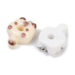 Pendentifs en résine en forme de donut en forme de chat&nbsp;X-RESI-Z034-03P