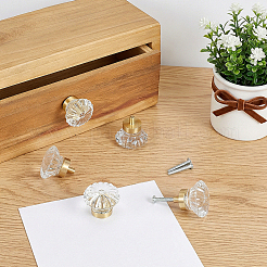 Schubladengriffe aus Messing mit klaren Glasblumen&nbsp;FIND-WH0141-144