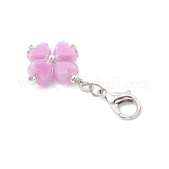 Decorazioni pendenti in acrilico e ottone a forma di trifoglio&nbsp;HJEW-JM03652-02