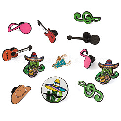 16 Stück Emaille-Anstecker mit Western-Musik-Motiv&nbsp;JEWB-TA0001-29